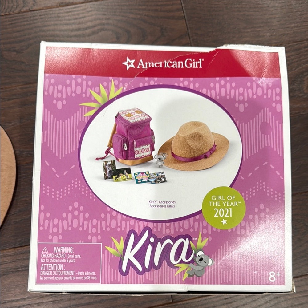American Girl Kira Hat and backpack– Pink and Tan